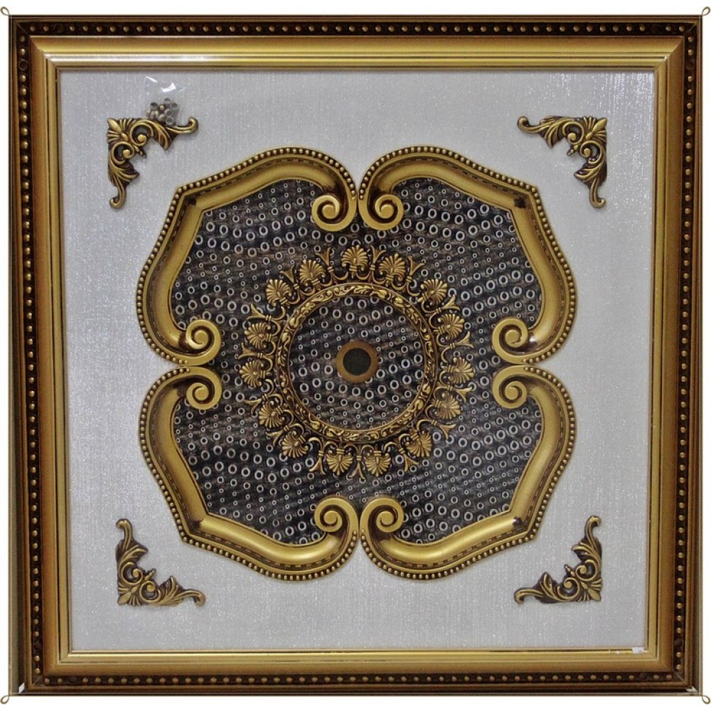 100 Cm Kare Osmanli Saray Tavan Sf-523 Avize Gobegi Patina-Eskitme Altin Varakli 3D